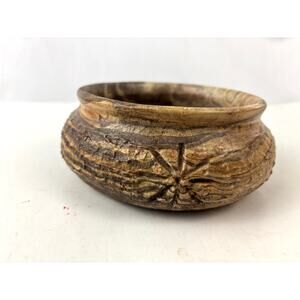 Vintage Comanche Star Swirl Pottery Native American Clay Signed Ron Allen